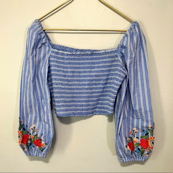 Xhilaration Tops - Xhilaration Smocked Cropped Off The Shoulder Shirt